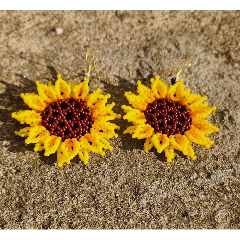 Beaded  Sunflower Women's Earrings